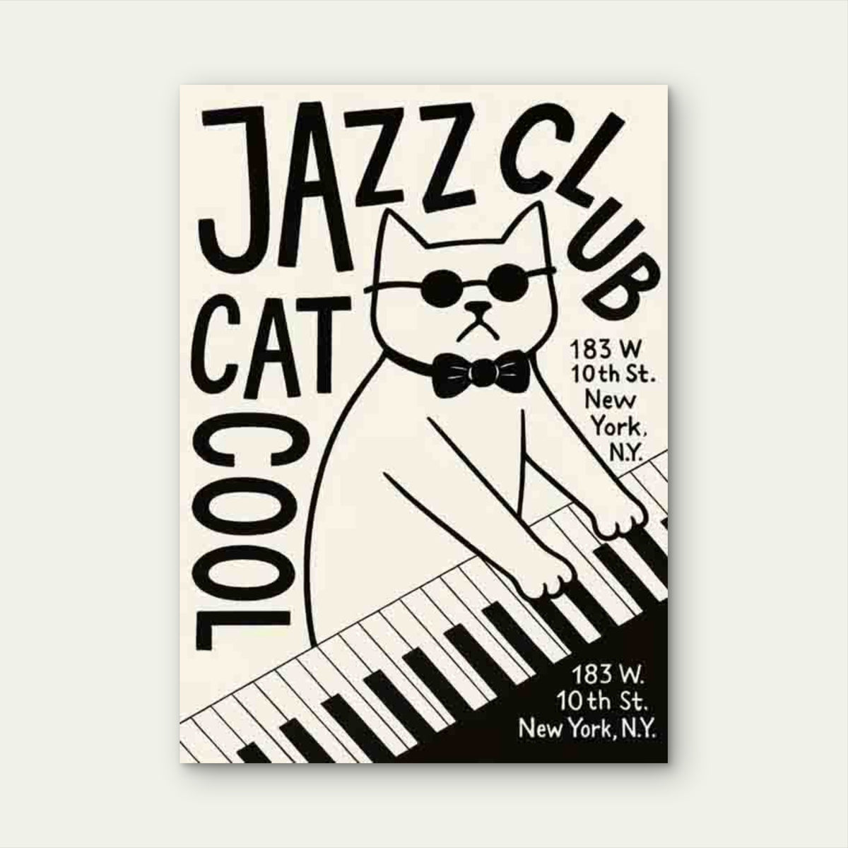 Jazz Cat Piano 60x90cm Metal Print Ready to Hang