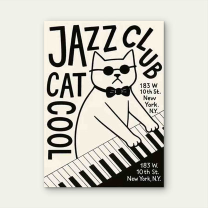 Jazz Cat Piano 60x90cm Metal Print Ready to Hang
