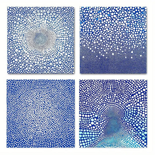 4pcs Daisy Blue Vas Picture Wall Art Canvas Framed