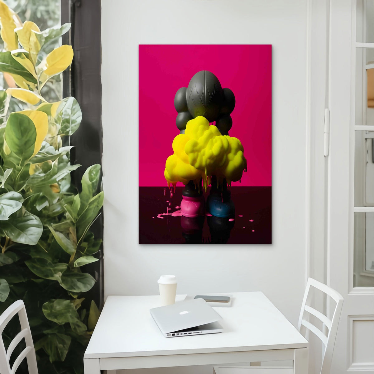 Melting Neon Sculpture 60x90cm Metal Print Ready to Hang