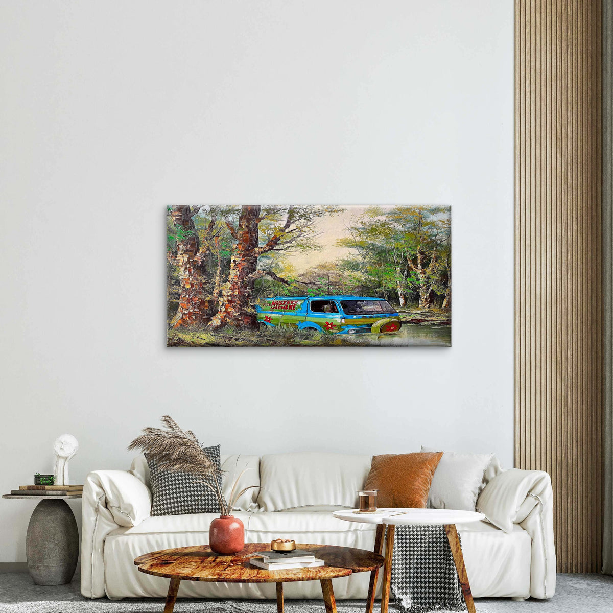 Whimsical Retro Van Nature Wall Art Canvas Office Home Room Framed 120x60cm