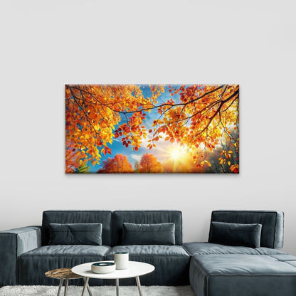 Autumn Leaves Illuminated Wall Art Canvas Office Home Room Framed 120x60cm