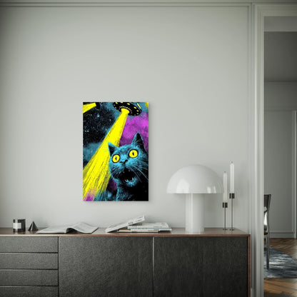 Alien Cat Abduction 60x90cm Metal Print Ready to Hang