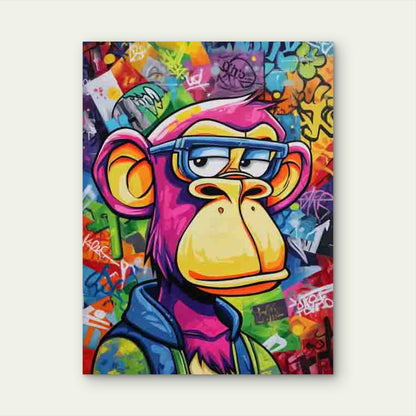 Colorful Monkey Graffiti 60x90cm Metal Print Ready to Hang
