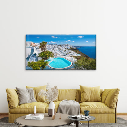 Sunlit Cliffside Pool Wall Art Canvas Office Home Room Framed 120x60cm