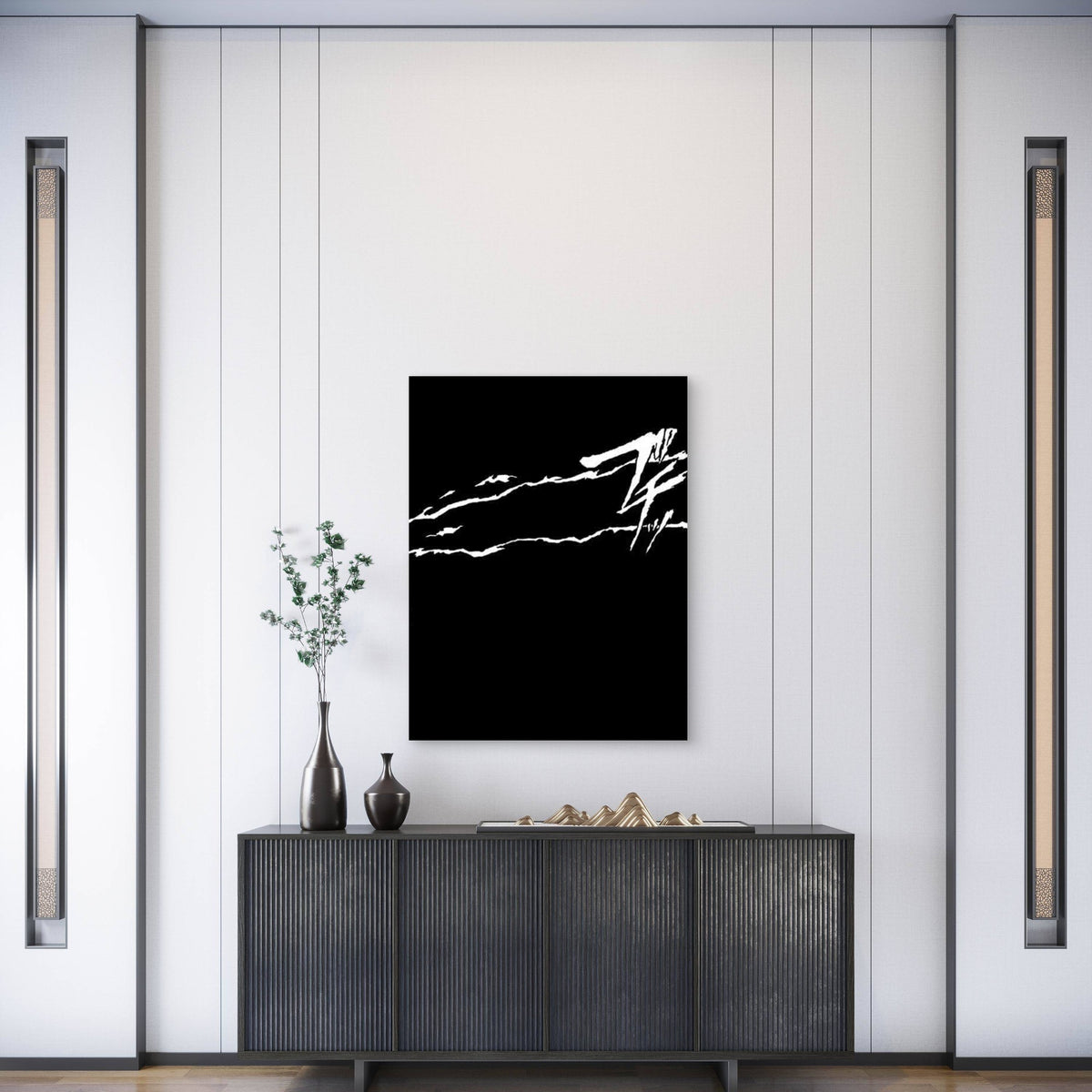 Black and White Abstract Line 60x90cm Metal Print Ready to Hang