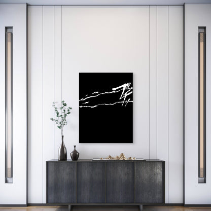 Black and White Abstract Line Metal Print Ready to Hang