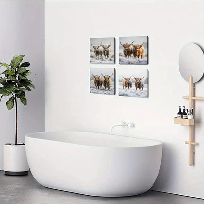 4pcs Grass Poster Modern Elegant   Wall Art Canvas Framed