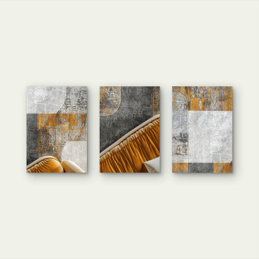 3pcs Modern Earthy Terracotta Brown Abstract Wall Art Set Canvas Framed 60x90cm - High Quality Print 100% Australian Made Wall Canvas Ready to Hang