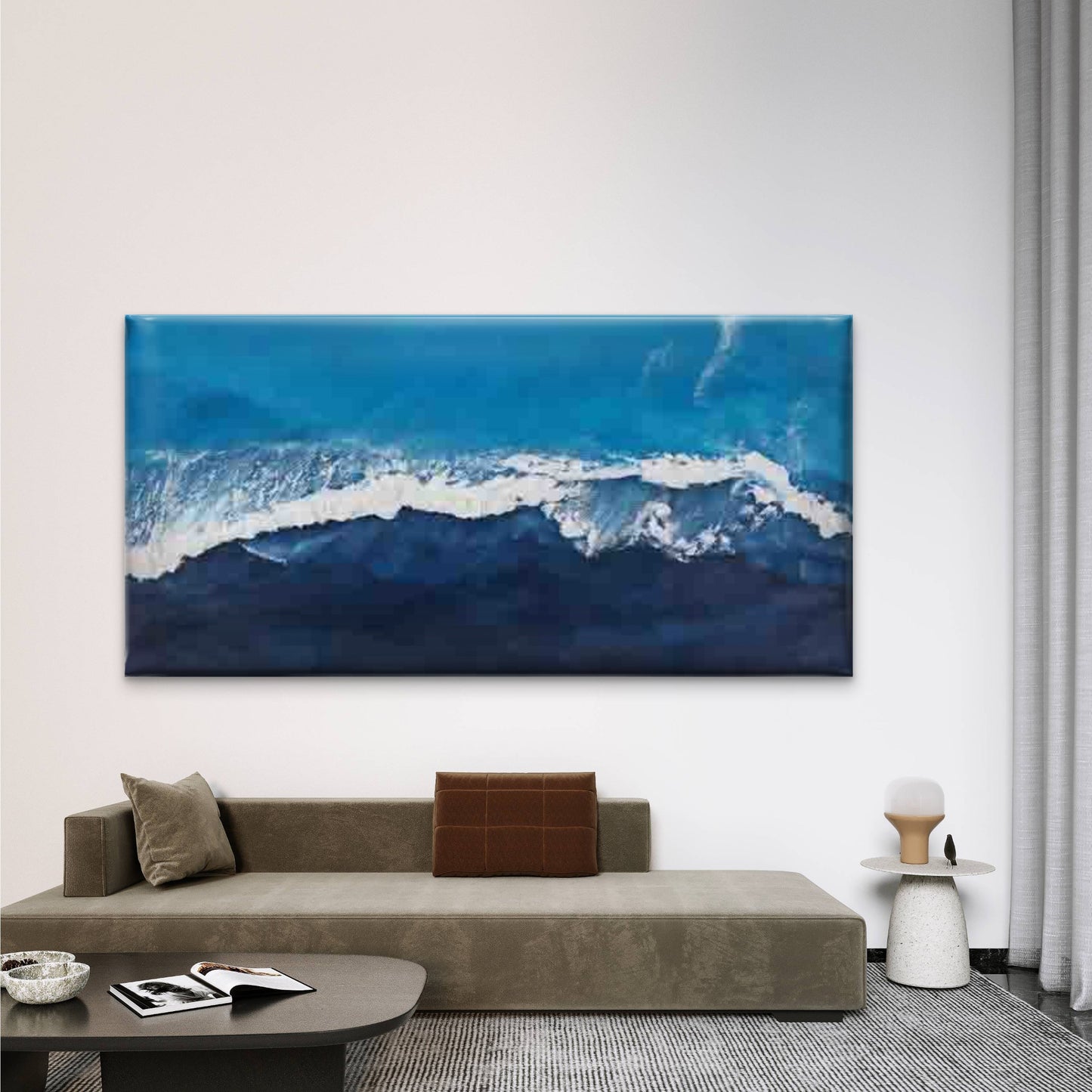 Ocean Waves And Sea Water Wall Art Canvas Office Home Room Framed 120x60cm