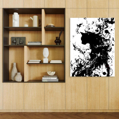 Abstract Cat Artwork 60x90cm Metal Print Ready to Hang