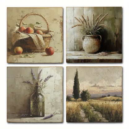 4pcs Fruit Busket Wall Art Canvas Framed