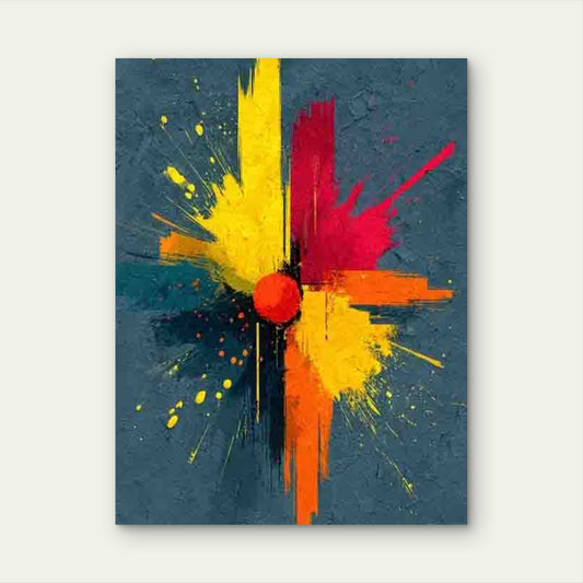 Abstract Paintbrush Splash Design Metal Print Ready to Hang