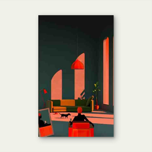 Figure & Geometric Shadow Patterns Metal Print Ready to Hang