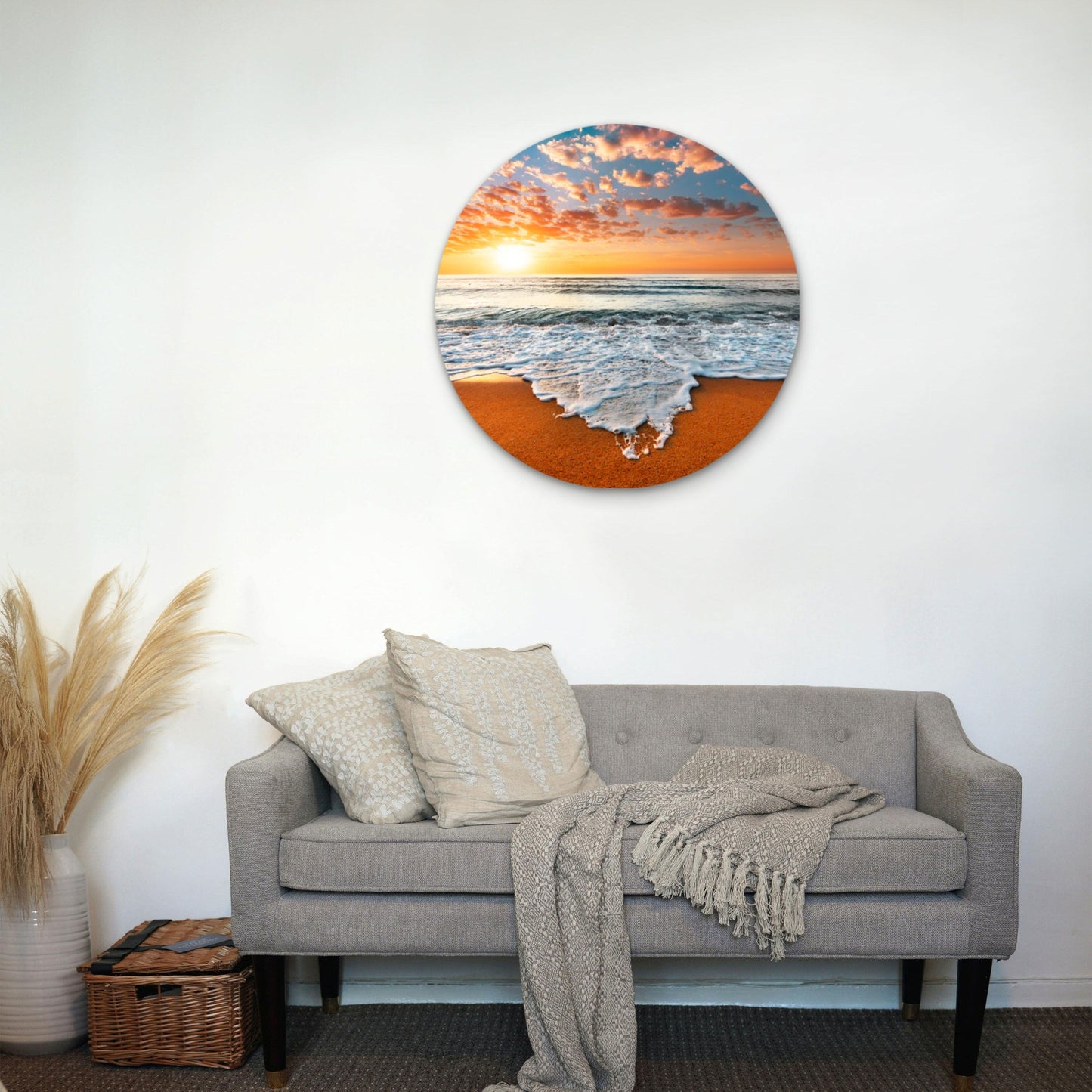 Golden Sunset Beach Waves Acrylic Glass Rounded Print Tempered Glass Wall Art 100% Made in Australia Ready to Hang