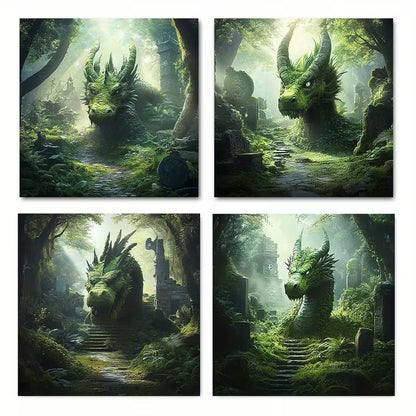 4pcs Green Kyli Picture Artwork Wall Art Canvas Framed
