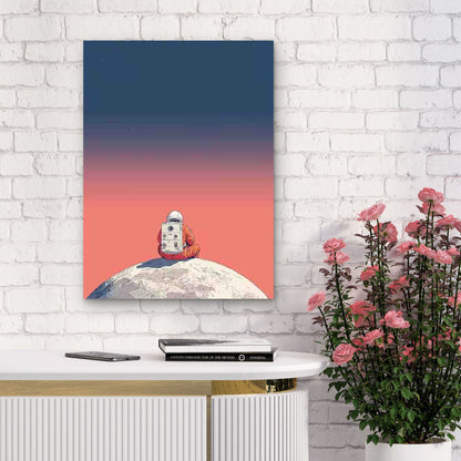 The Moon And an Astronaut 60x90cm Metal Print Ready to Hang