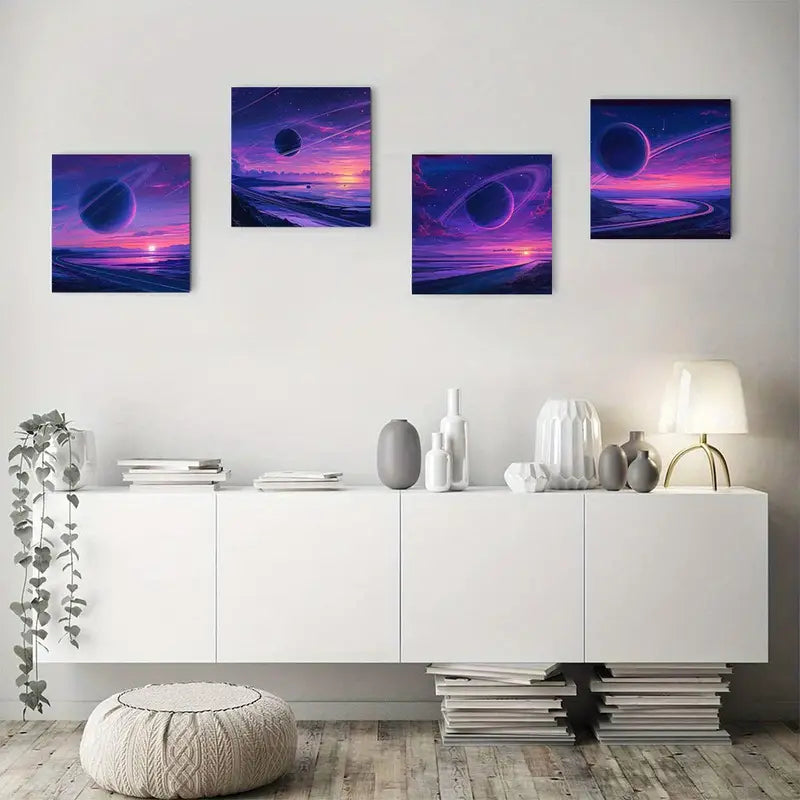 4pcs   Empty Planet Themed ml Wall Art Canvas Framed