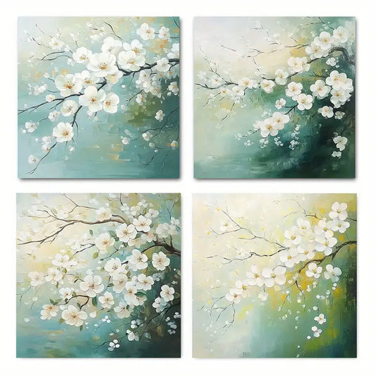 4pcs  Vintage Abstract Blossom Branch  hj    Wall Art Canvas Framed