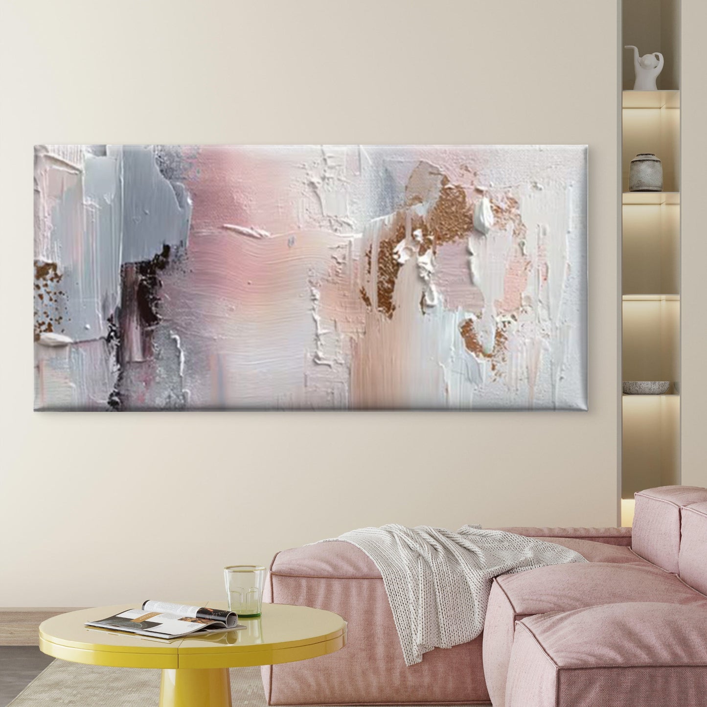 Minimalist  Palette, Abstract Texture Wall Art Canvas Office Home Room Framed 120x60cm