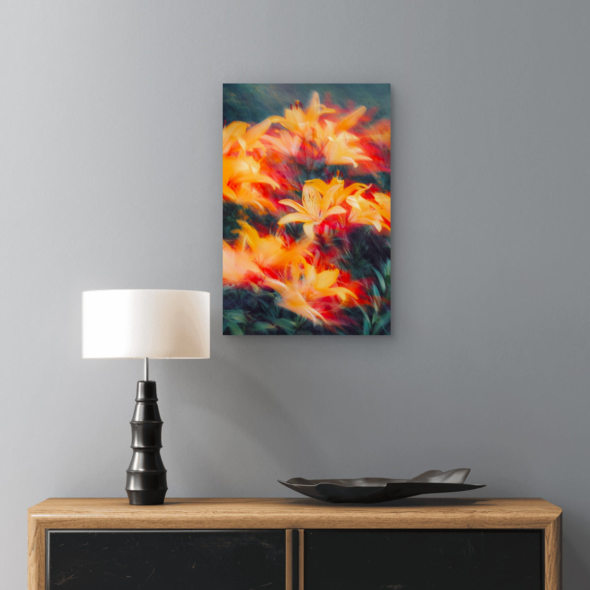 Yellow Lilies in Motion Blur 40x60cm Metal Print Ready to Hang
