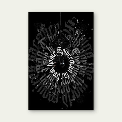 Monochrome Black & White Gothic Typography 40x60cm Metal Print Ready to Hang