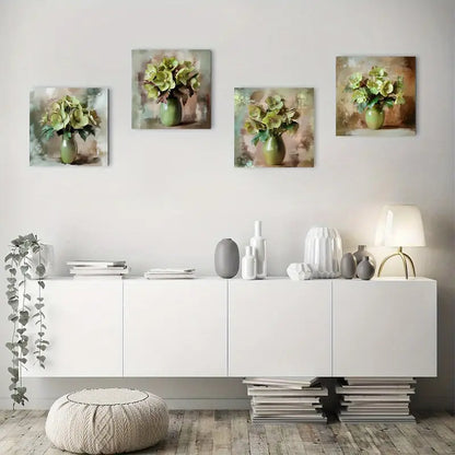 4pcs Flowers In Vasei Wall Art Canvas Framed