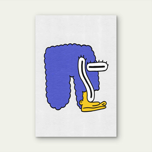 Purple Textured Hair Cartoon 60x90cm Metal Print Ready to Hang