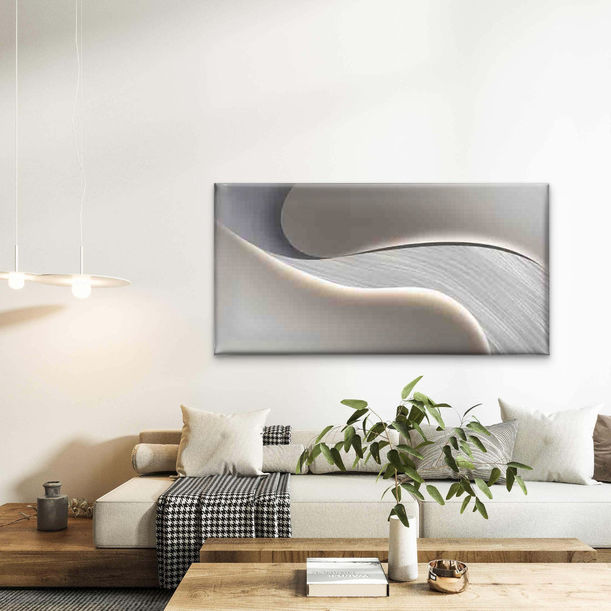 Contemporary Abstract Wave Wall Art Canvas Office Home Room Framed 120x60cm