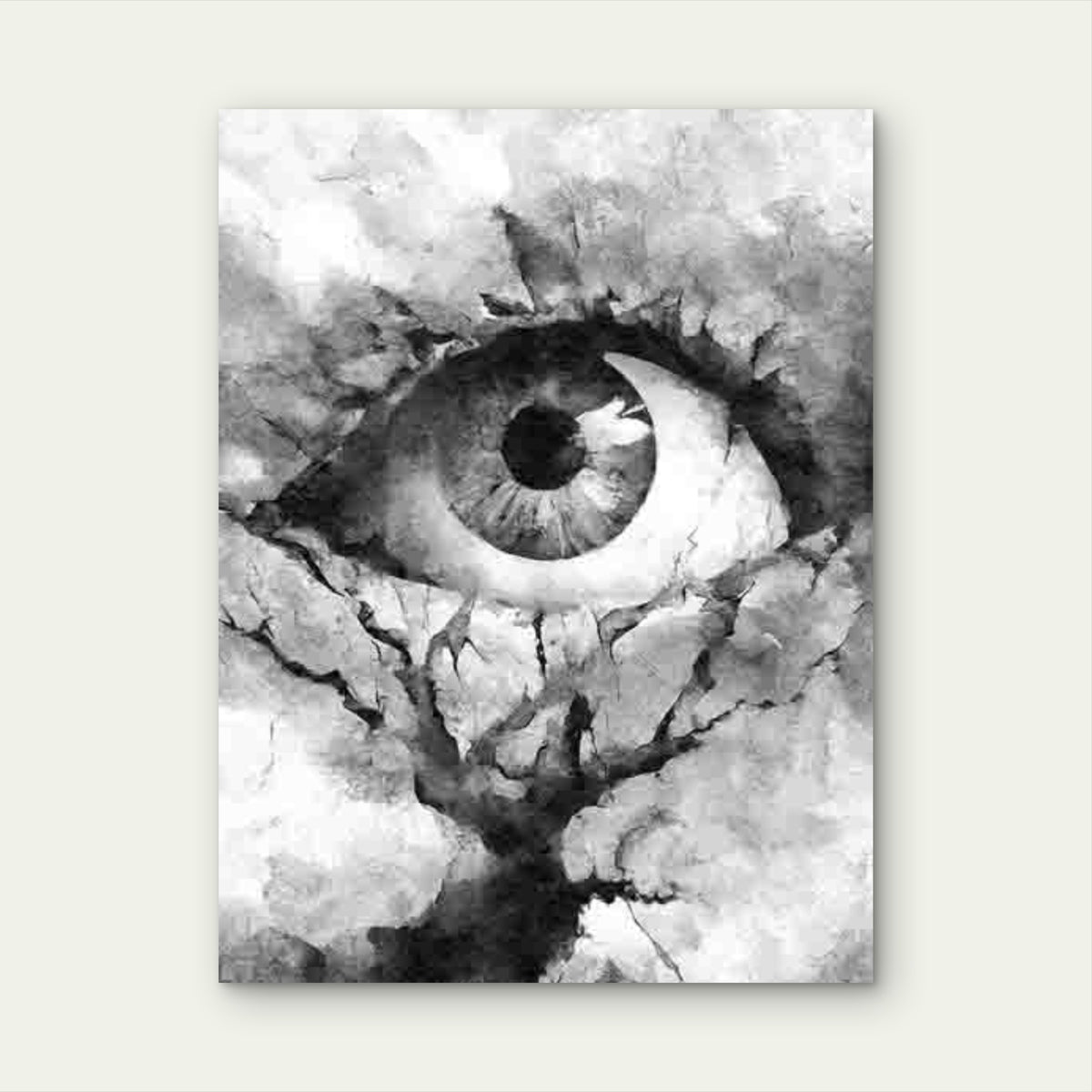 Abstract Grey Eye Tree Painting 60x90cm Metal Print Ready to Hang