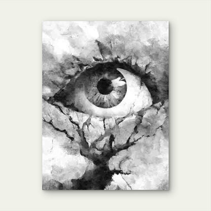 Abstract Grey Eye Tree Painting 60x90cm Metal Print Ready to Hang