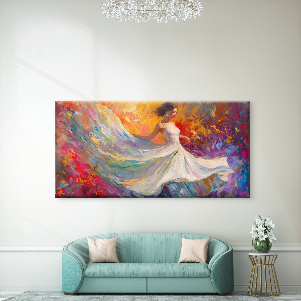 Eternal Dance Of Vibrant Colors Wall Art Canvas Office Home Room Framed 120x60cm
