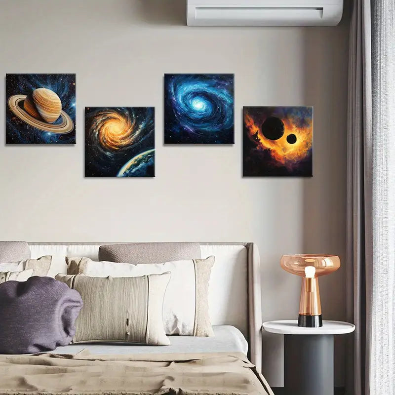 4pcs Planets Painting  Wall Art Canvas Framed