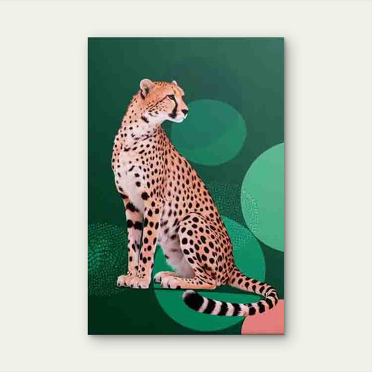 Cheetah Resting on Green Field Metal Print Ready to Hang