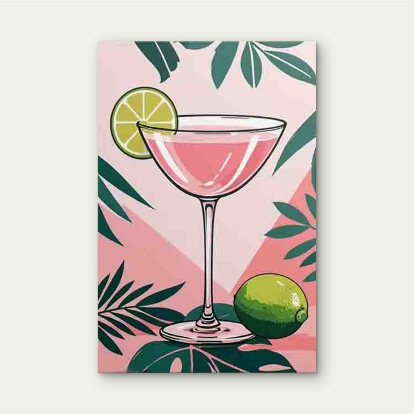 Pink Lime Drink Retro Metal Print Ready to Hang