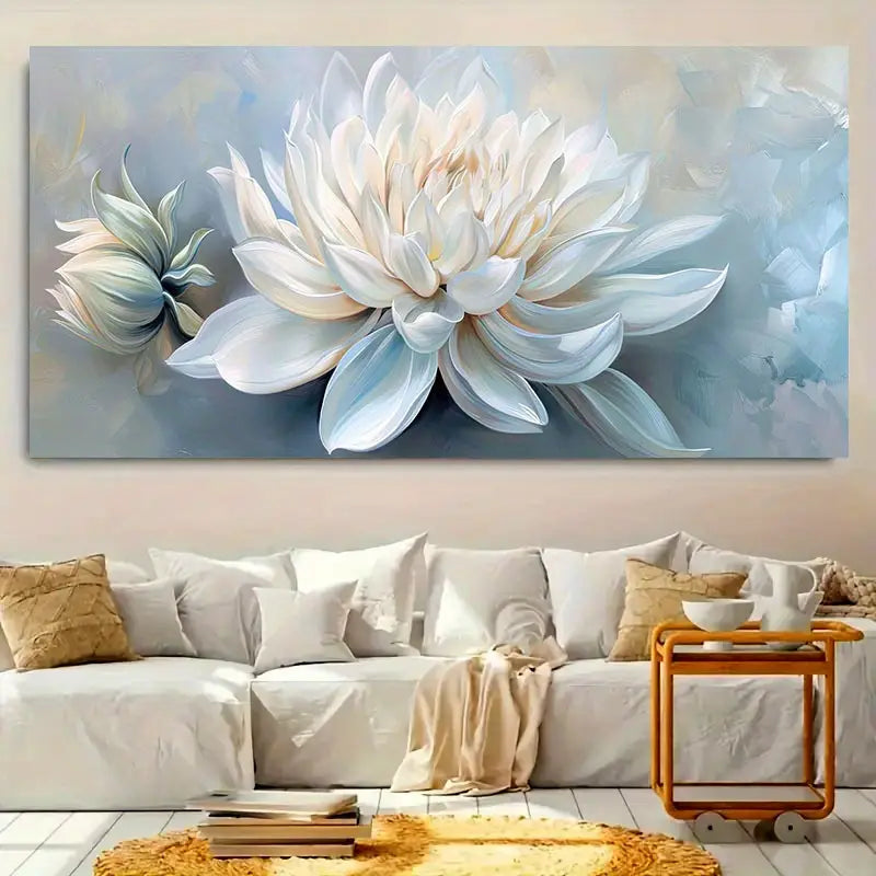 White Lotus Flower wall canvas office home room framed 120x60cm