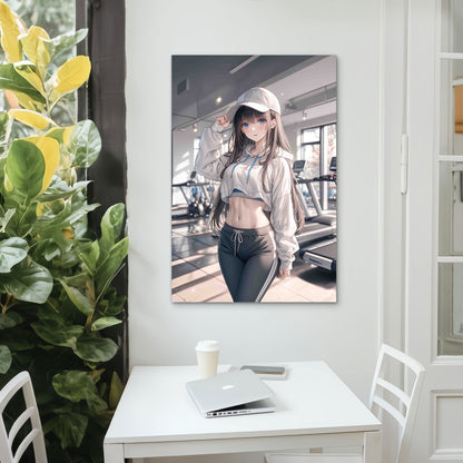 Anime Girl in Sportswear 40x60cm Metal Print Ready to Hang