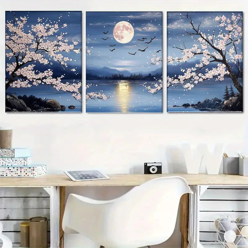 3pcs Floral Design, Tree & Flower Metal Print Ready to Hang Art