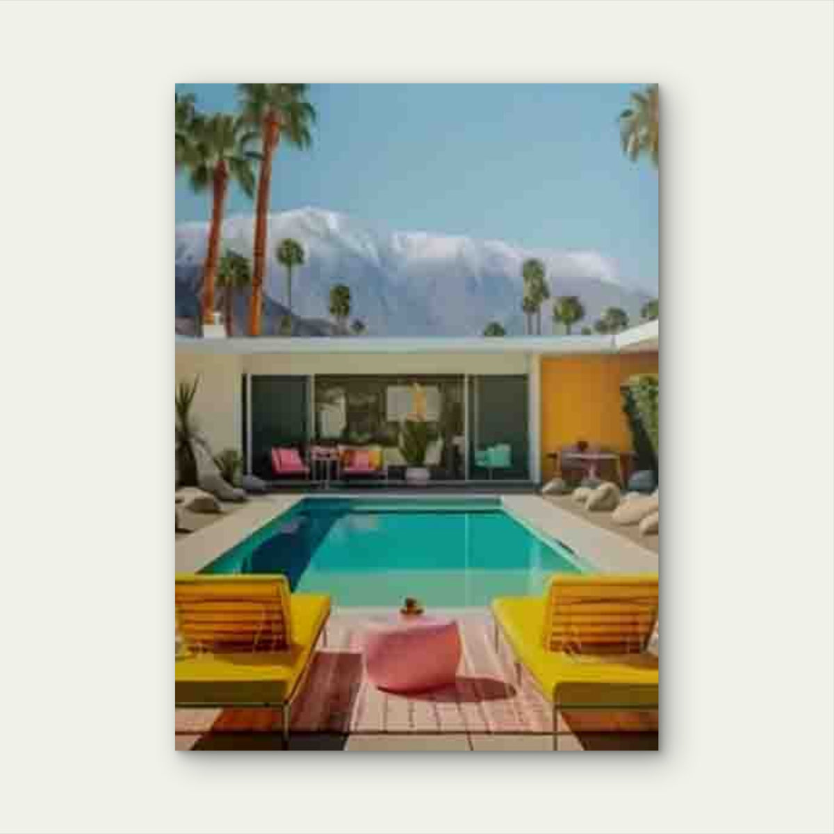 Tropical Palm Tree & Mountain View 60x90cm Metal Print Ready to Hang
