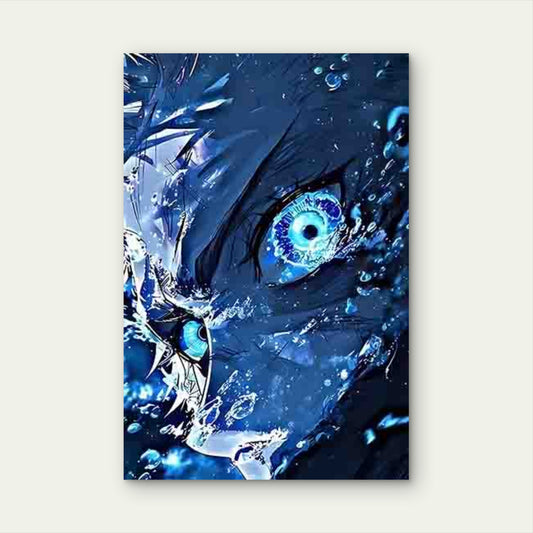 Close-Up Illustration of an Anime Character'S Eyes 60x90cm Metal Print Ready to Hang - Bella Home Decor