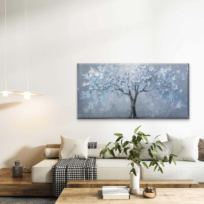 Blue And White Fantasy Tree Wall Art Canvas Office Home Room Framed 120x60cm