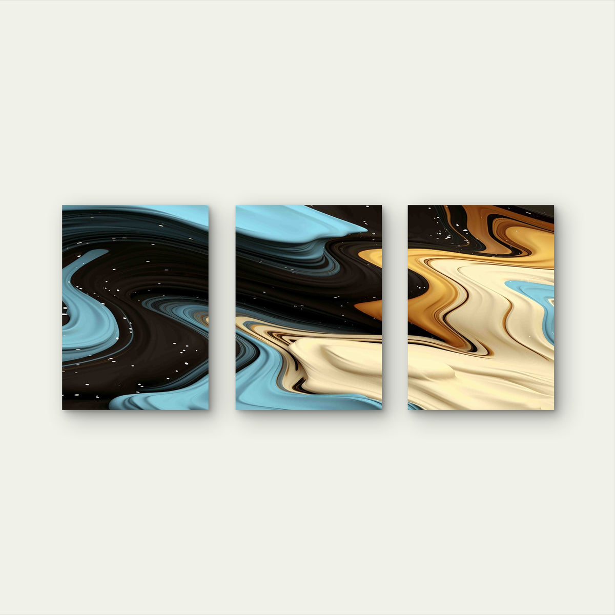 3pcs Abstract Ink Art Background Pattern Metal Print Ready to Hang Art
