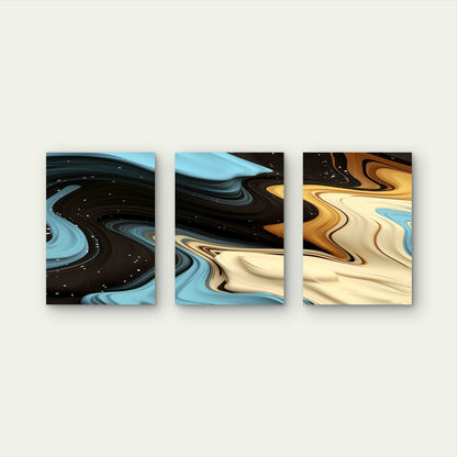 3pcs Abstract Ink Art Background Pattern Metal Print Ready to Hang Art