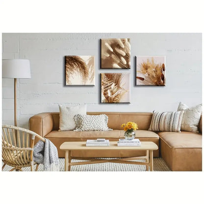 4pcs Food & Beverage Themed Black And White Wall Art Canvas Framed