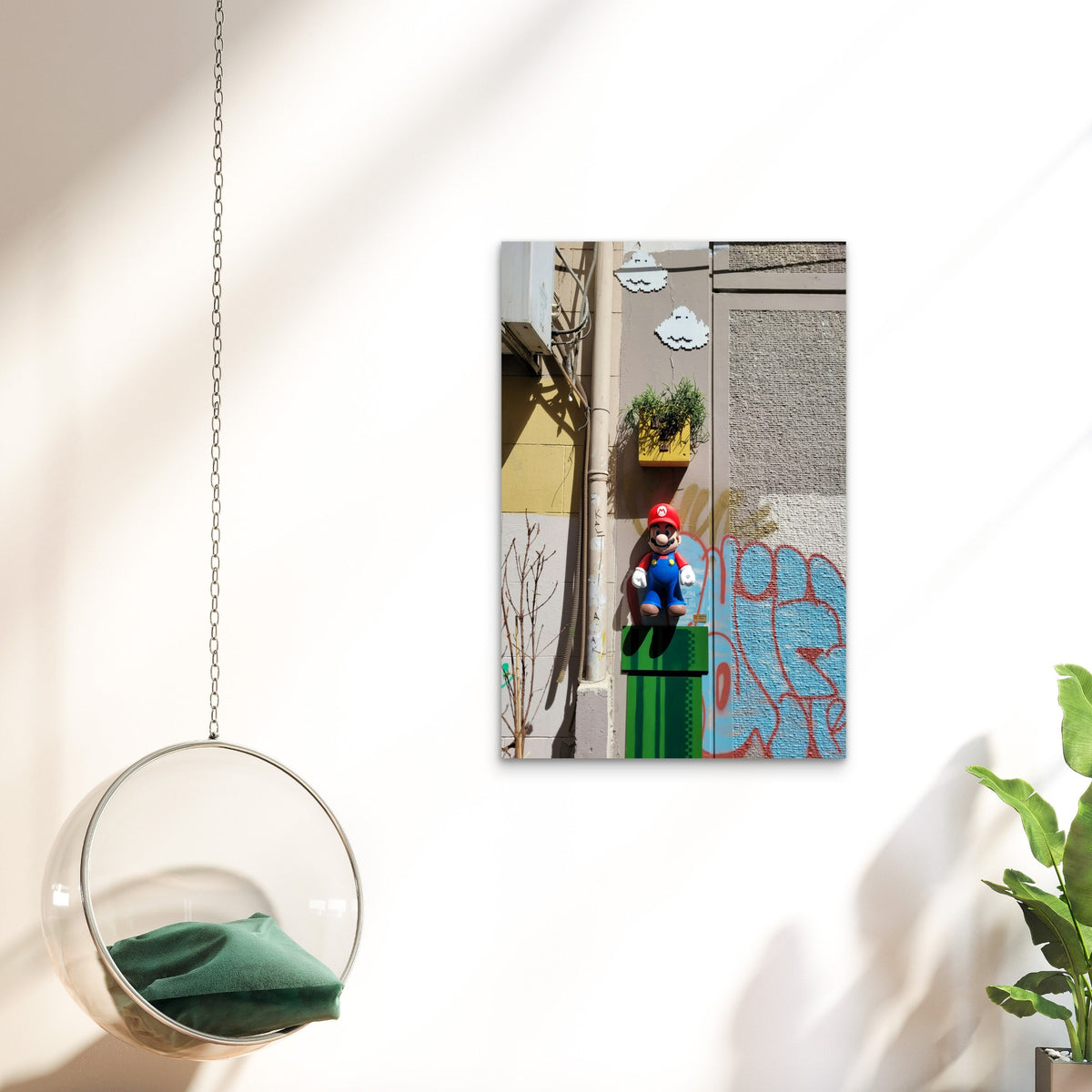 Super Mario Themed Street Art Installation 60x90cm Metal Print Ready to Hang