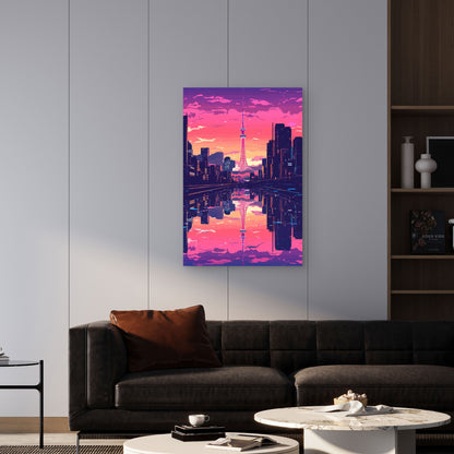 Synthwave Reflection of the Modern Metropolis 60x90cm Metal Print Ready to Hang