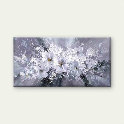 White Flowers Bursting Wall Art Canvas Office Home Room Framed 120x60cm