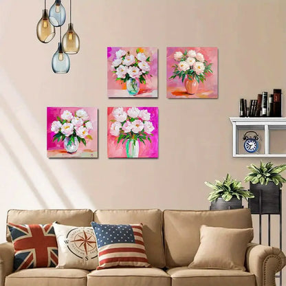 4pcs  Colorful Flower Classic Floral  CFC Wall Art Canvas Framed