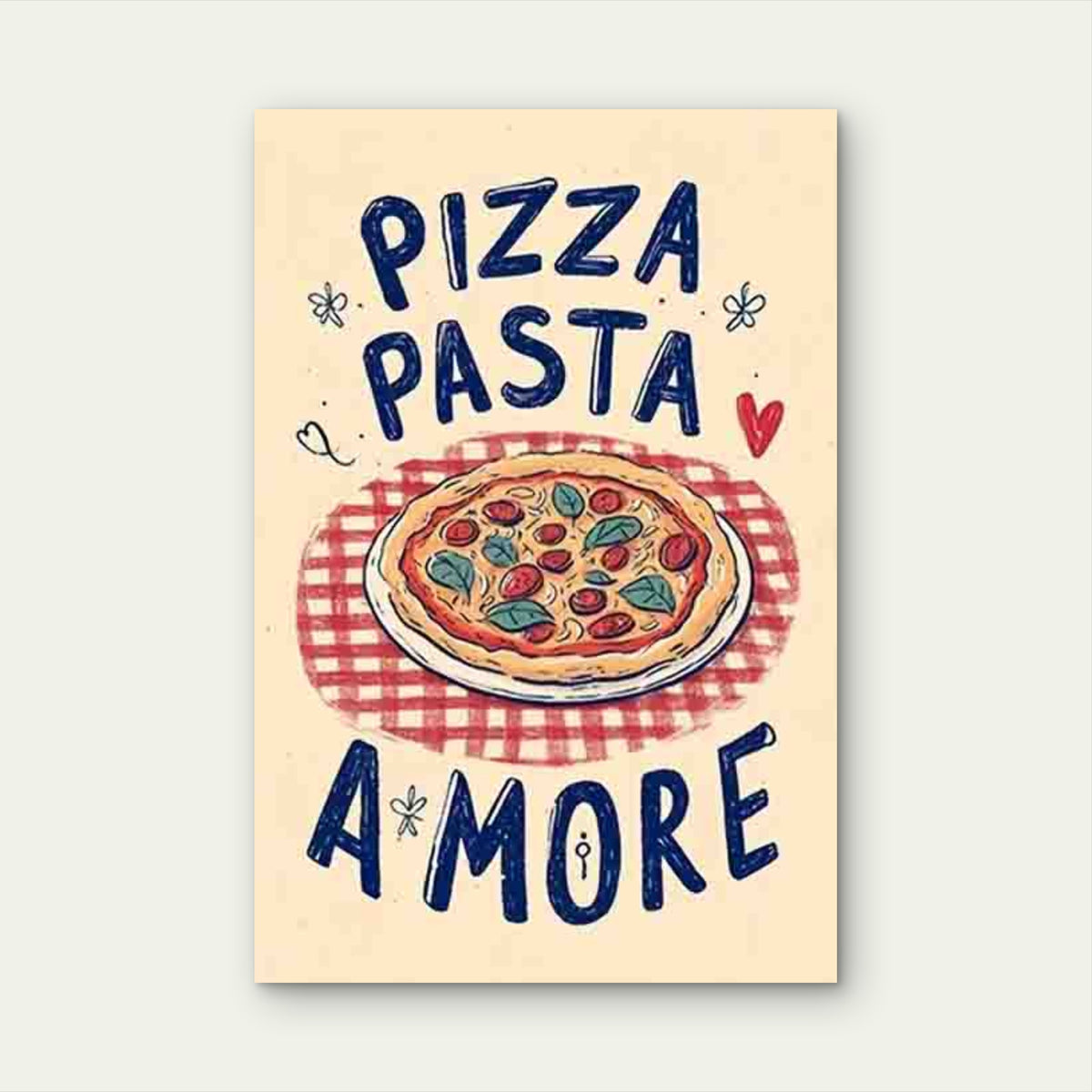 Pizza Pasta & Italian Phrases PIZZA PASTA PASTA & AMORE 60x90cm Metal Print Ready to Hang