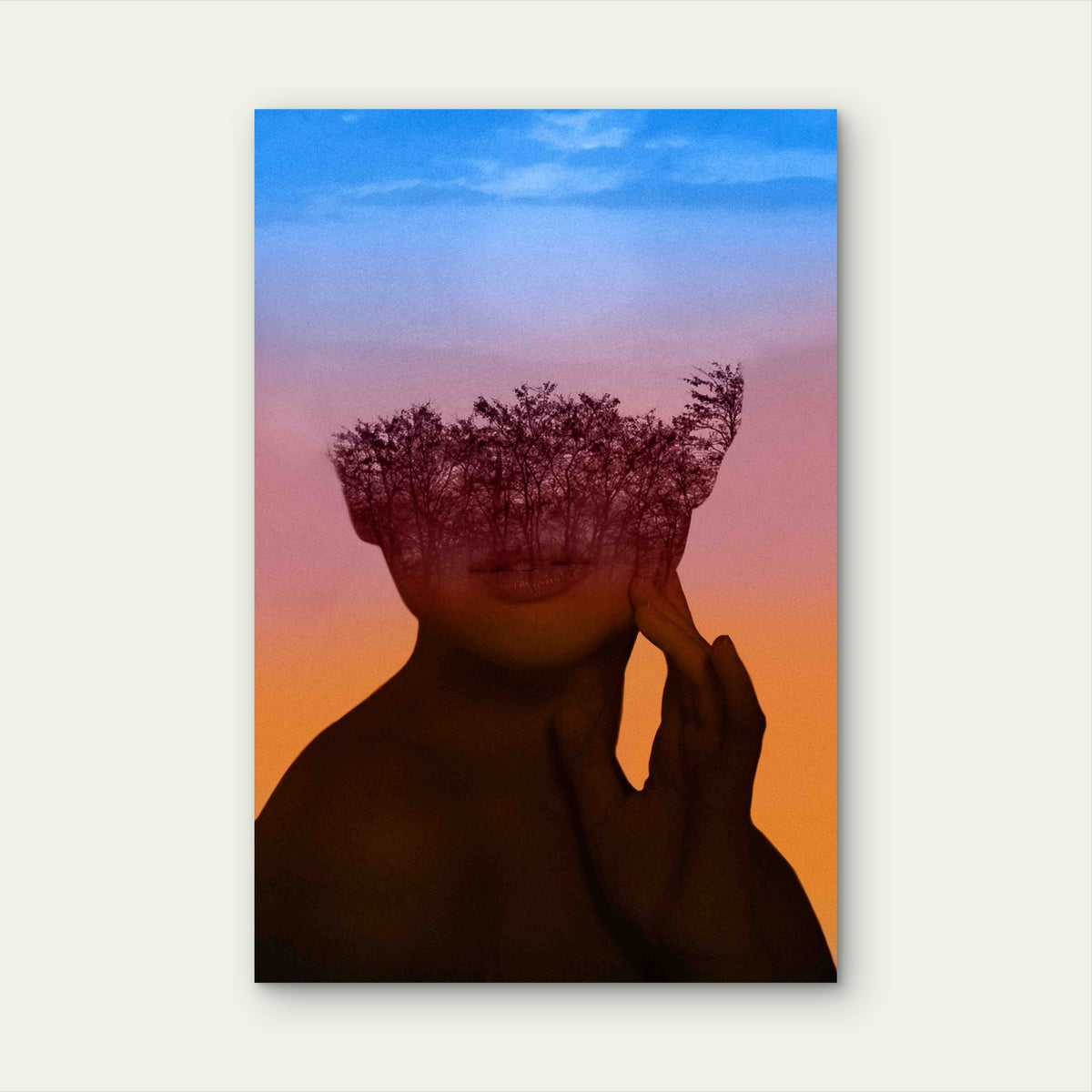 Fading Forest – Surreal Portrait 60x90cm Metal Print Ready to Hang